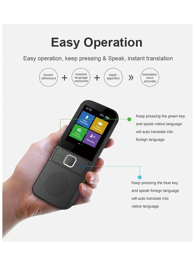 Generic - Language Translator Device, Portable Instant Language Translator Support WiFi/Bluetooth/Offline Two- Way Real Time Online 137 Languages with 2.4 Inch Touch Screen Recording Smart Translator - Image 1