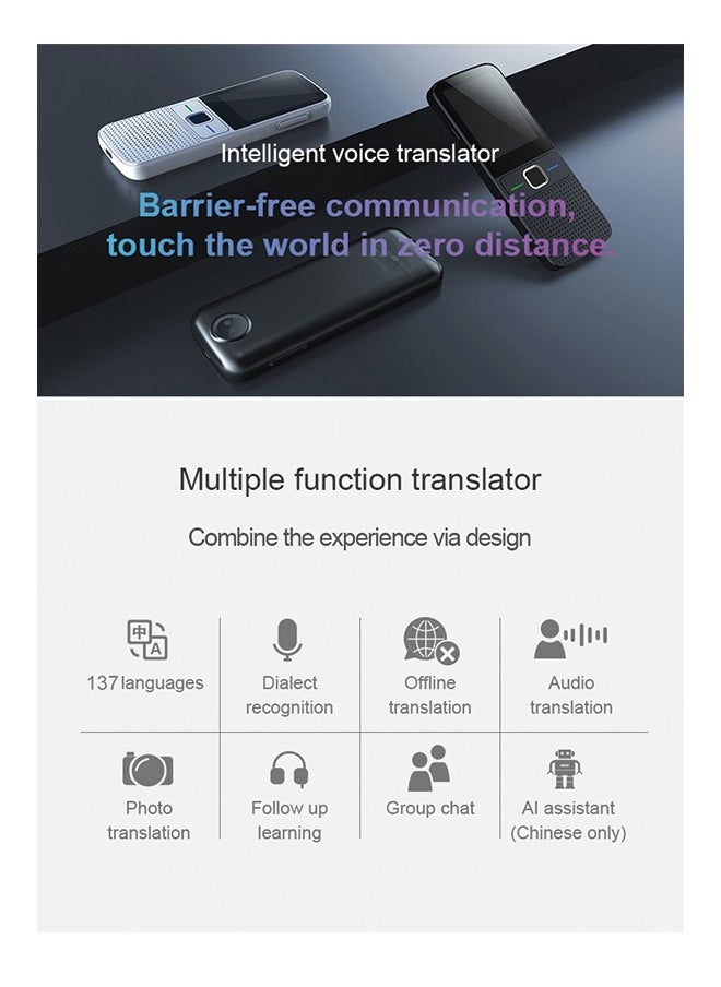 Generic - Language Translator Device, Portable Instant Language Translator Support WiFi/Bluetooth/Offline Two- Way Real Time Online 137 Languages with 2.4 Inch Touch Screen Recording Smart Translator - Image 1