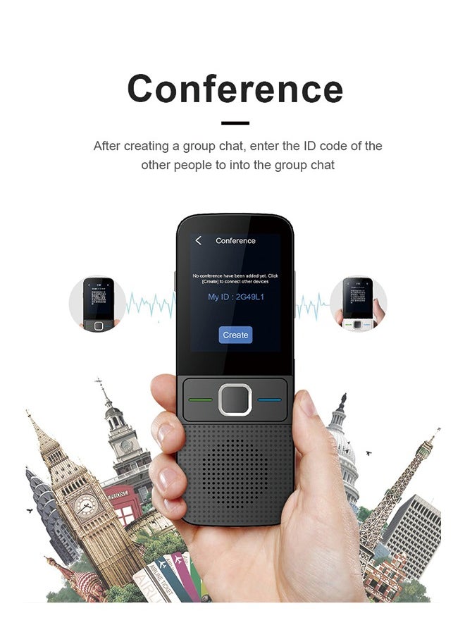 Generic - Language Translator Device, Portable Instant Language Translator Support WiFi/Bluetooth/Offline Two- Way Real Time Online 137 Languages with 2.4 Inch Touch Screen Recording Smart Translator - Image 1