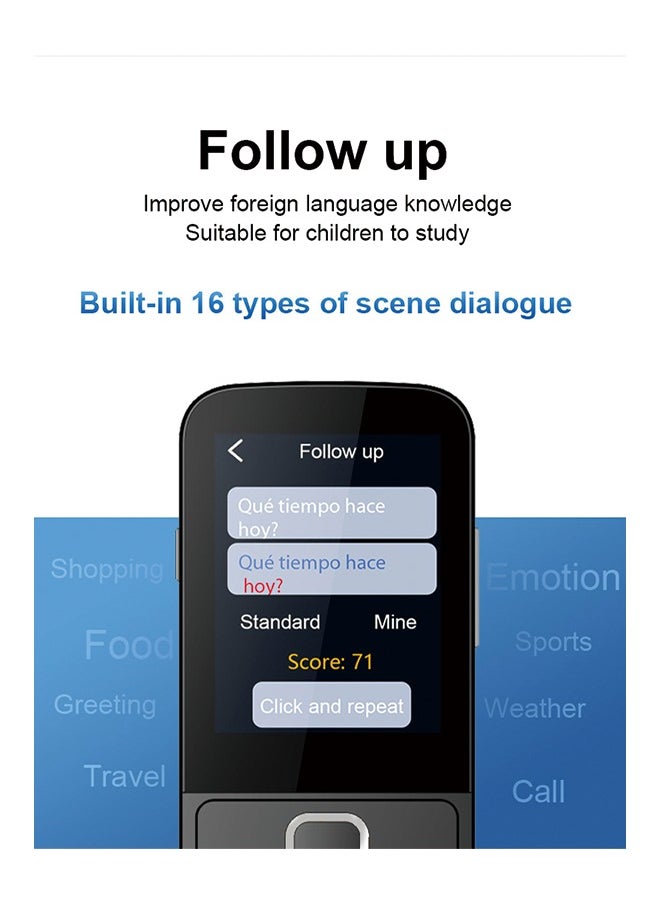 Generic - Language Translator Device, Portable Instant Language Translator Support WiFi/Bluetooth/Offline Two- Way Real Time Online 137 Languages with 2.4 Inch Touch Screen Recording Smart Translator - Image 1