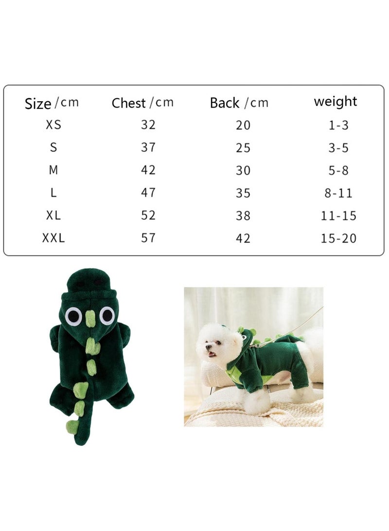 A.M Cat Dinosaur Costume, Windproof Dinosaur Costume for Pet Dogs,Super Soft Cold Weather Dog Clothing Puppy Outfits Funny Apparel with Hood for Halloween Cats Cosplay Clothing - Image 2