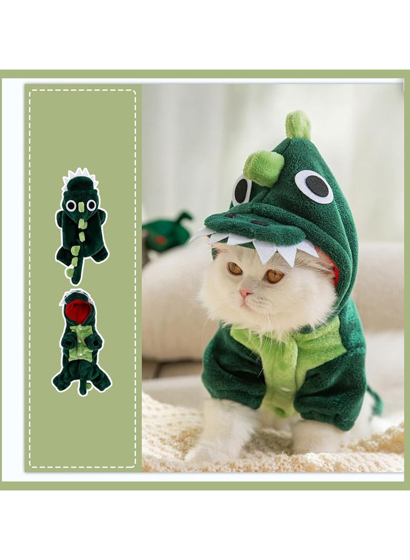 A.M Cat Dinosaur Costume, Windproof Dinosaur Costume for Pet Dogs,Super Soft Cold Weather Dog Clothing Puppy Outfits Funny Apparel with Hood for Halloween Cats Cosplay Clothing - Image 3