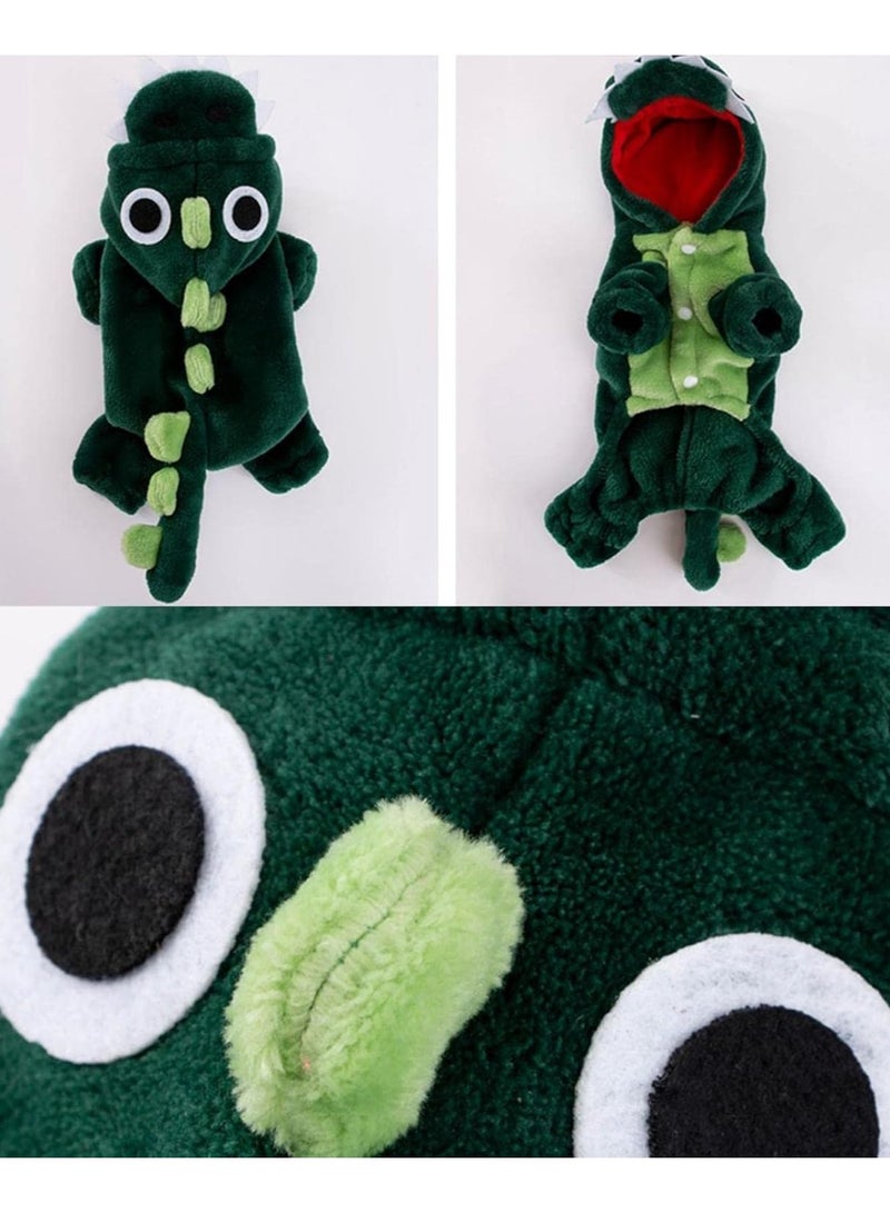 A.M Cat Dinosaur Costume, Windproof Dinosaur Costume for Pet Dogs,Super Soft Cold Weather Dog Clothing Puppy Outfits Funny Apparel with Hood for Halloween Cats Cosplay Clothing - Image 4