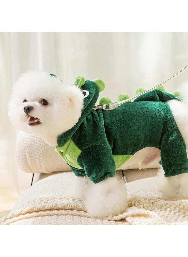 A.M Cat Dinosaur Costume, Windproof Dinosaur Costume for Pet Dogs,Super Soft Cold Weather Dog Clothing Puppy Outfits Funny Apparel with Hood for Halloween Cats Cosplay Clothing - Image 5