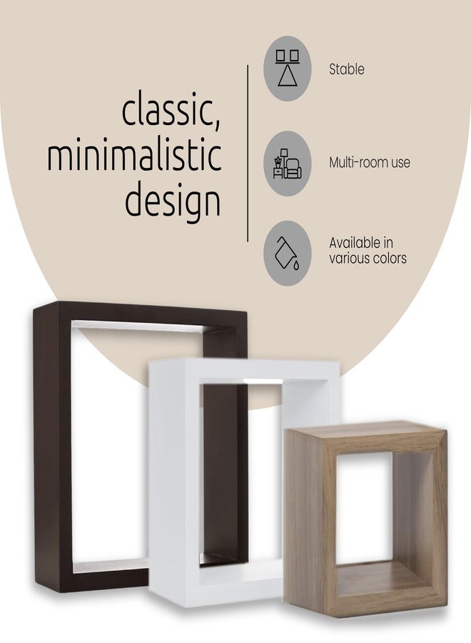 كيرا جريس مجموعة كييرا جريس من ثلاثة أرفف جدارية مربعة عائمة من الخشب الهندسي بتصميم ريفي خالد، مناسبة للمنزل والغرفة والمكتب، مقاسات 5 بوصات / 7 بوصات / 9 بوصات، لون بني - Image 5