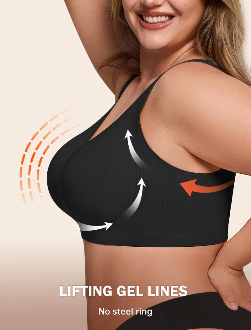 LetsJoli Jelly Bras for Women Supportive Wireless Push Up Bra Full Coverage No Underwire Seamless Plus Size for Older Womenï¼ˆBlack,3XL - Image 5