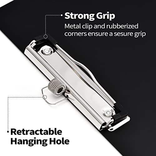 Sooez Plastic Clipboard with Pen Holder, [10% Thicker] Clip Boards 8.5x11 with Low Profile Clip, Cute Hanging Clipboard, Standard Letter Size A4 for Women Kid Teacher, Office & School Supplies, Black - Image 5