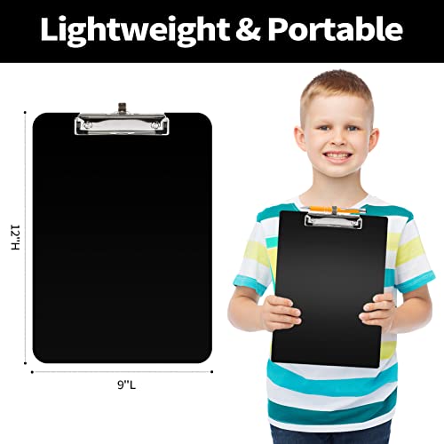 Sooez Plastic Clipboard with Pen Holder, [10% Thicker] Clip Boards 8.5x11 with Low Profile Clip, Cute Hanging Clipboard, Standard Letter Size A4 for Women Kid Teacher, Office & School Supplies, Black - Image 4