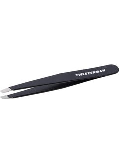 Tweezerman Stainless Steel Slant Tweezer  Eyebrow Tweezers for Women and Men Black