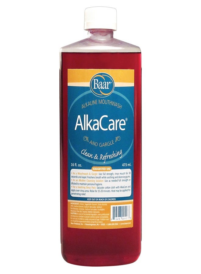 baar AlkaCare Alkalizing Mouthwash & Gargle, 16 oz– Low Alcohol, pH Balancing Oral Rinse for Fresh Breath, Comfort & Versatile Use - Image 1