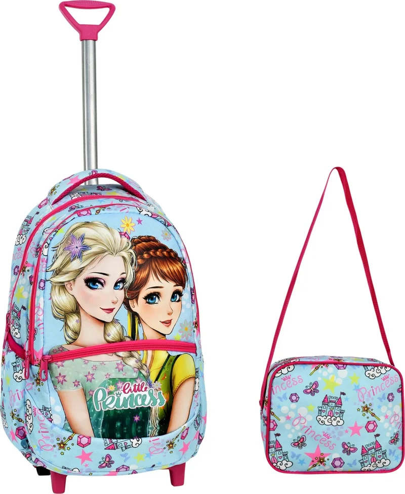 Çantaland Frozen Patterned Primary School Bag with Trolley + Lunch Box