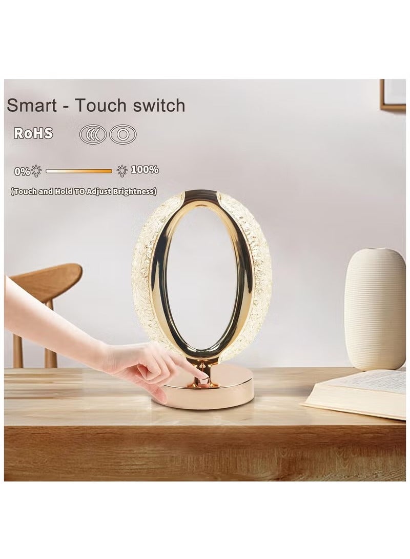مصباح طاولة كريستالي لاسلكي من QShop®️، قابل لإعادة الشحن عبر USB، 3 أوضاع إضاءة، مصباح لمس LED، مصابيح معدنية محمولة لغرفة النوم أو المطعم أو غرفة المعيشة، متعدد الألوان  - Image 2