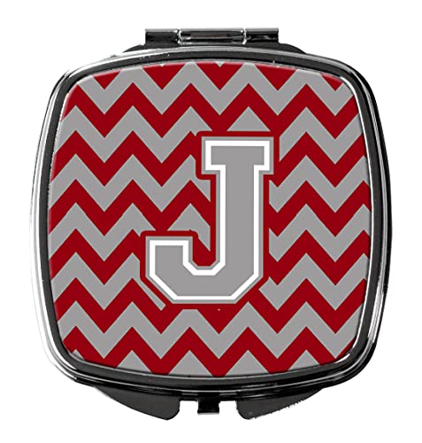Caroline's Treasures CJ1043-JSCM Letter J Chevron Crimson and Grey Compact Mirror Decorative Travel Makeup Mirror for Women Girls Gifts Pocket Makeup Mirror Folding Handheld - Image 5