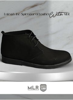 MLR MLR Shoes Genuine Leather Chamoisette Boots, Handmade Black Color Medical Rubber Sole  - Image 1