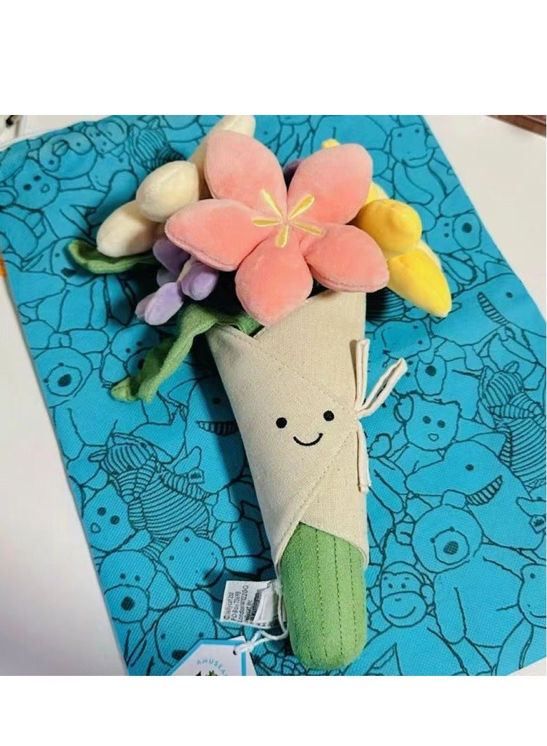 Plush Doll With A Bouquet In Hand, Cute Doll Toy - Exquisite Birthday Gift, Graduation Gift Choice, Intimate Gift For Girls, Same Bouquet  - Image 4