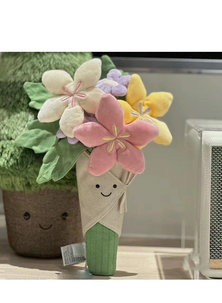 Plush Doll With A Bouquet In Hand, Cute Doll Toy - Exquisite Birthday Gift, Graduation Gift Choice, Intimate Gift For Girls, Same Bouquet  - Image 2