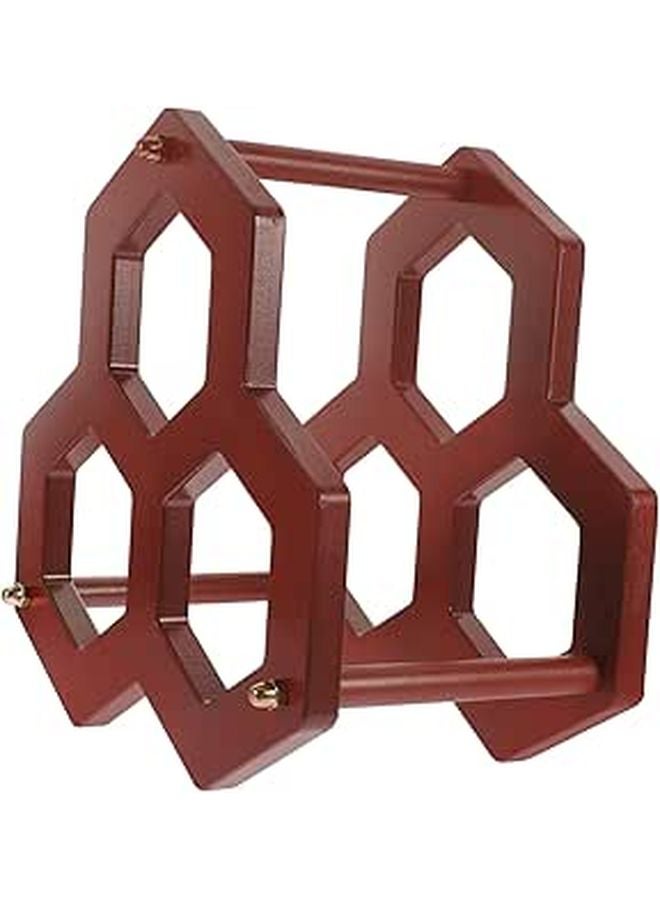 Solid Wood Wine Rack Rustic 6 Bottle Display Shelf Freestanding for Home Bar Kitchen Decor - Image 1