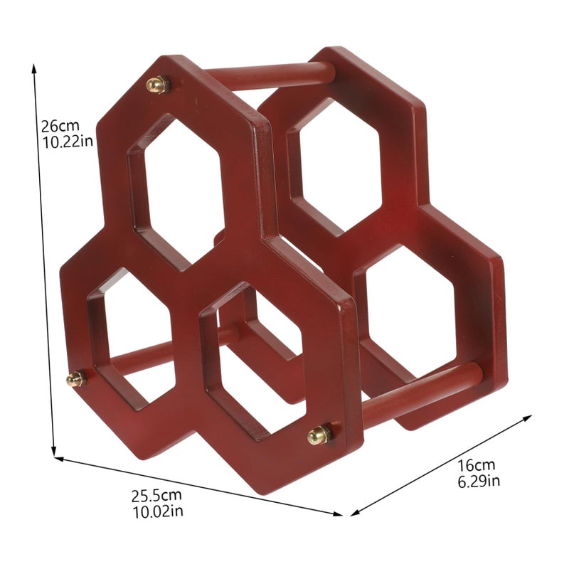 Solid Wood Wine Rack Rustic 6 Bottle Display Shelf Freestanding for Home Bar Kitchen Decor - Image 3