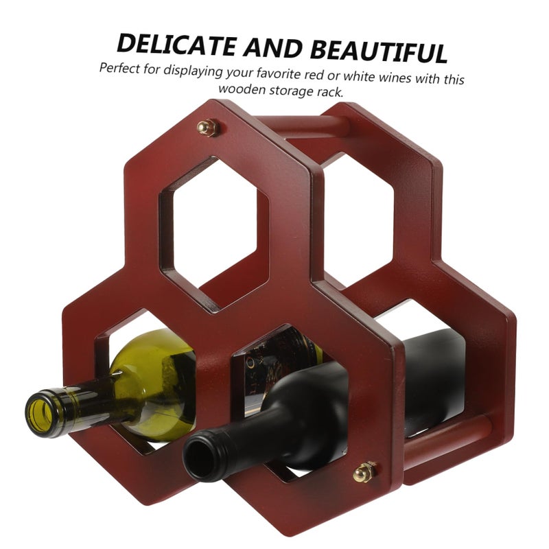 Solid Wood Wine Rack Rustic 6 Bottle Display Shelf Freestanding for Home Bar Kitchen Decor - Image 5