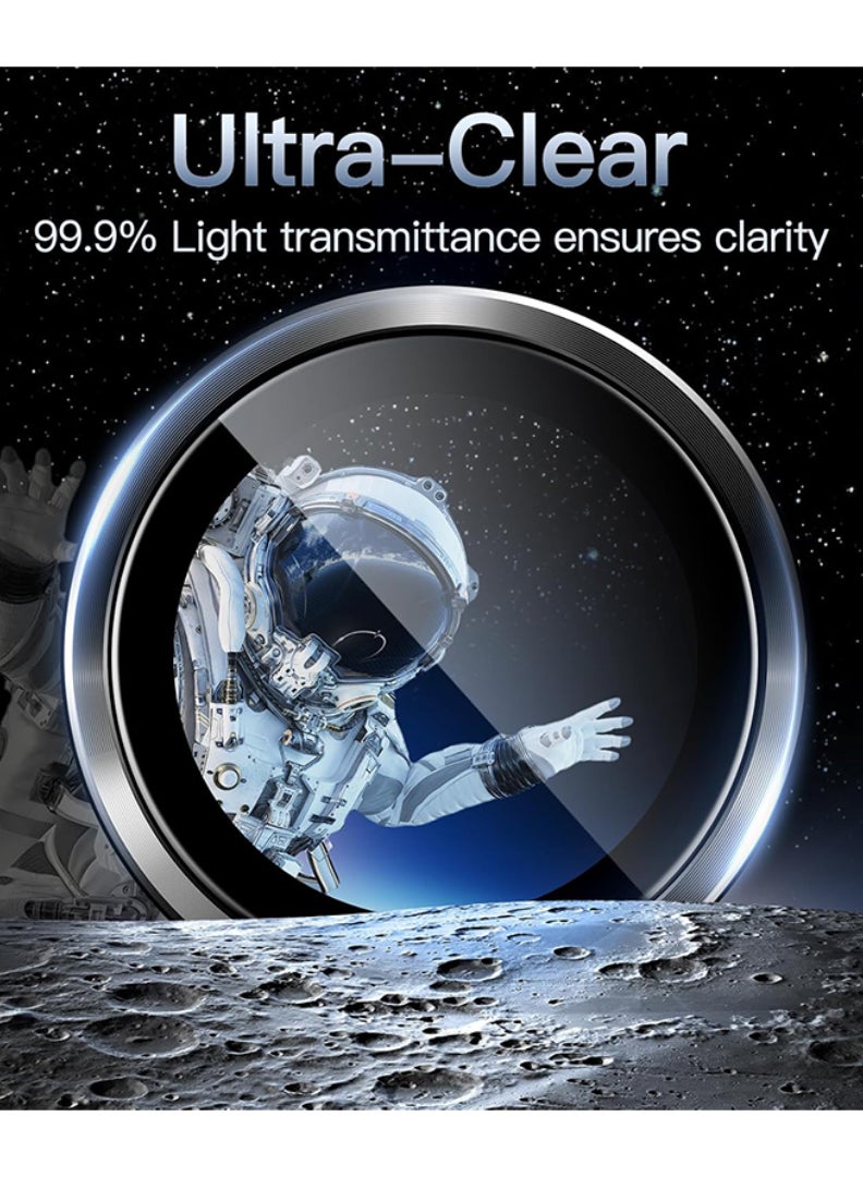 ثيودور واقي عدسة الكاميرا لهاتف سامسونج جالاكسي A15/ A54/ A34، 3 قطع، مع غطاء كاميرا زجاجي عالي الدقة مقوى 9H، مضاد للخدش، حلقة كاميرا من سبائك الألومنيوم، لون أسود فانتوم - Image 5