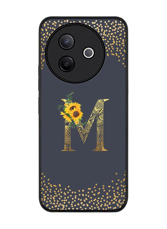 Stylizedd For Vivo Y39 5G / vivo Y300i 5G Case,Slim fit Camera Protection, Shockproof Thin Phone cover  - Custom Floral Monogram - M  (Grey ) - Image 1