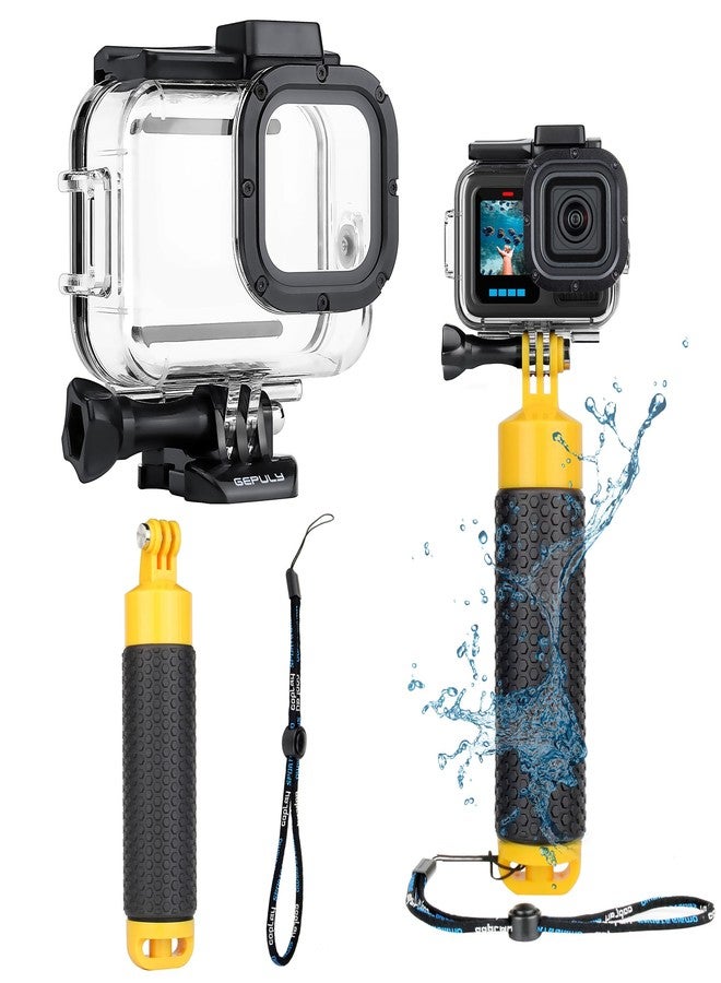 GEPULY 60M/196FT Waterproof Case for GoPro Hero 13 12 11 10 9 Black, Floating Handle Grip Pole Stick Monopod Underwater Accessories Protective Case Dive Shell - Image 1