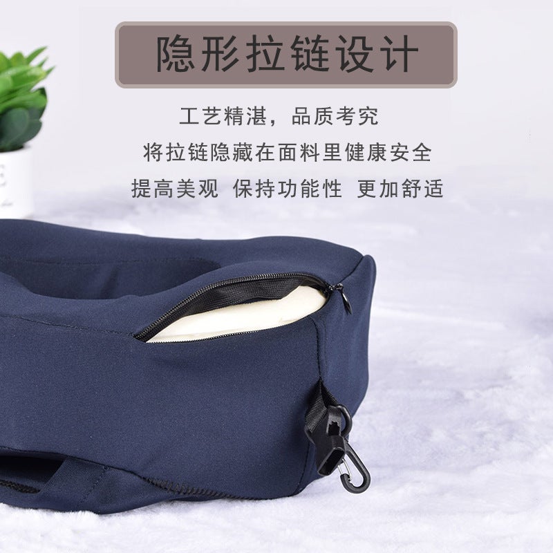 Memory Foam U-Shaped Pillow Storage Portable U Pillow Hooded Multi-Functional Neck Pillow Neck Pillow Aircraft Travel Pillow - Image 4