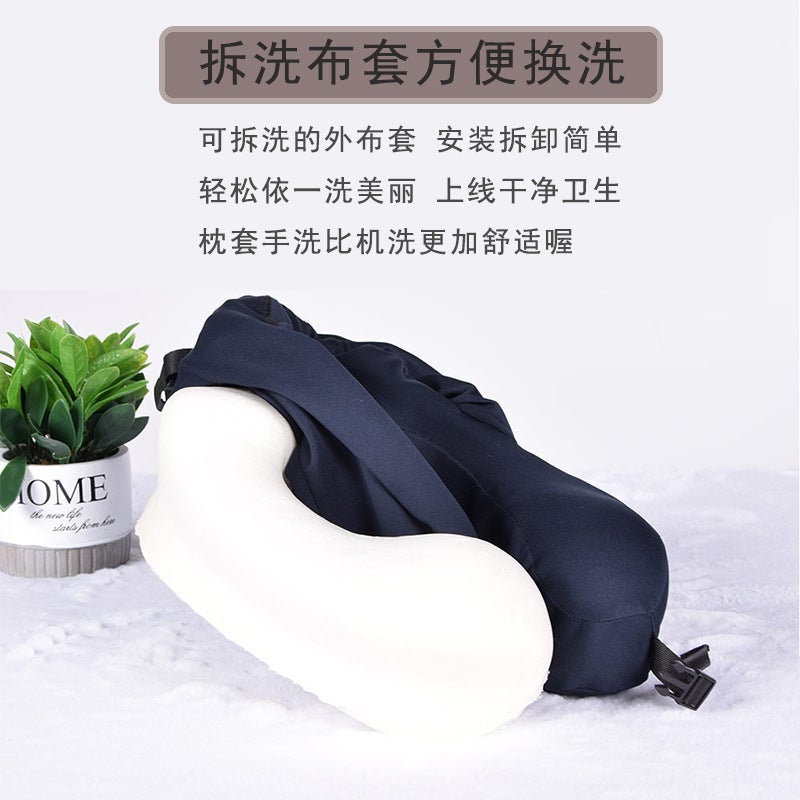 Memory Foam U-Shaped Pillow Storage Portable U Pillow Hooded Multi-Functional Neck Pillow Neck Pillow Aircraft Travel Pillow - Image 5