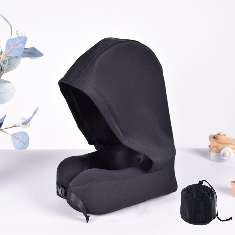 Memory Foam U-Shaped Pillow Storage Portable U Pillow Hooded Multi-Functional Neck Pillow Neck Pillow Aircraft Travel Pillow - Image 1