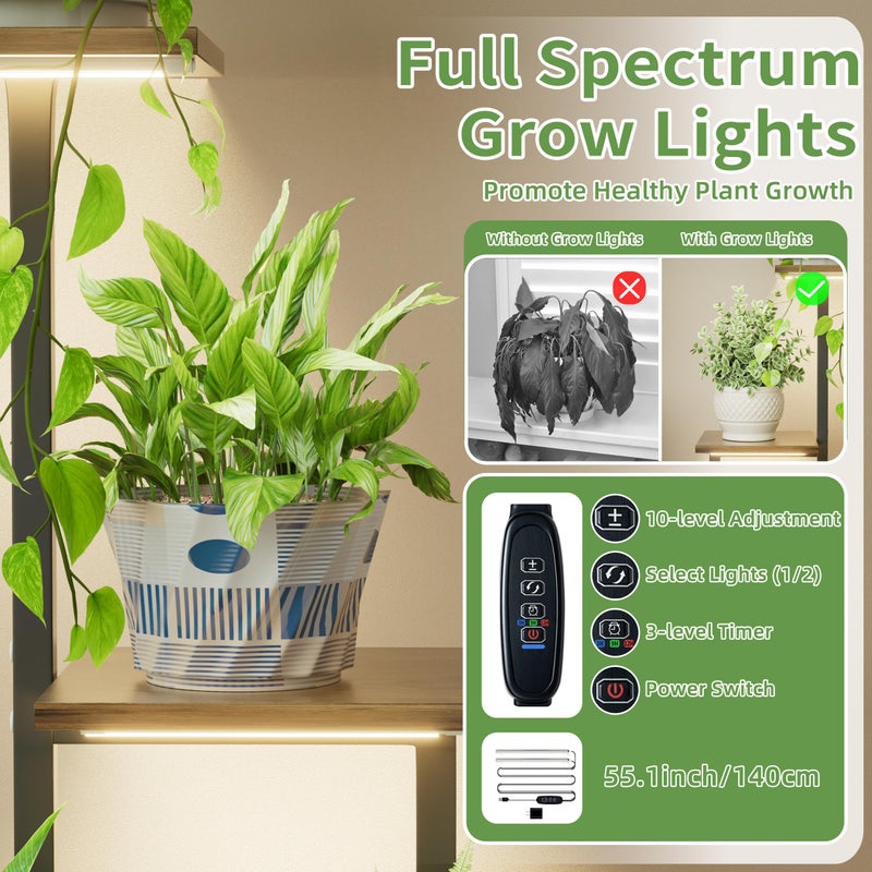 LATIBELL Plant Stand Indoor with Grow Light - 2 Pack Metal Plant Shelf for Indoor Plants Multiple, 5 Tiered Corner Plant Stand Shelves, Plant Rack Display Flower Holder for Living Room Patio Balcony - Image 2