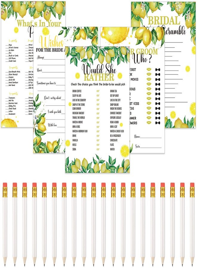 Leinuosen 220 Pcs Lemon Bridal Shower Games Set Wedding Shower Game Supplies Include Bridal Games Cards and Pencils for Bachelorette Engagement Party Decorations Favors - Image 1