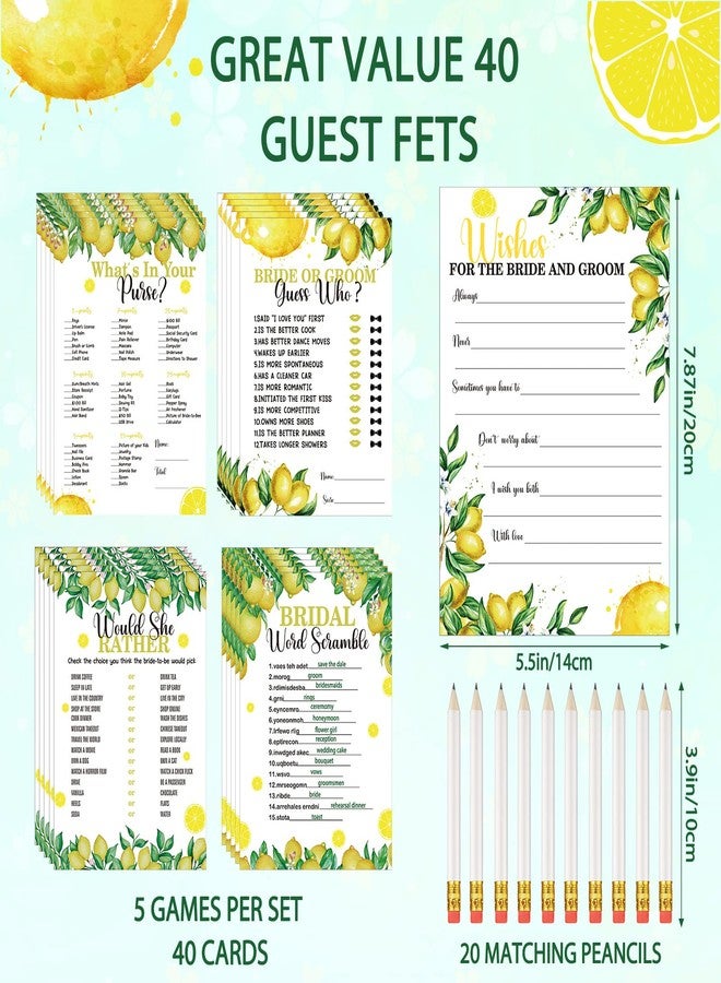 Leinuosen 220 Pcs Lemon Bridal Shower Games Set Wedding Shower Game Supplies Include Bridal Games Cards and Pencils for Bachelorette Engagement Party Decorations Favors - Image 4