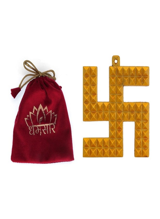 Dharmsaar Copper Swastik Pyramid for Main Door Entrance, Golden Vastu Pyramid for Home, Office & Mandir Décor, Positivity & Prosperity Symbol (3 Inch) - Image 1
