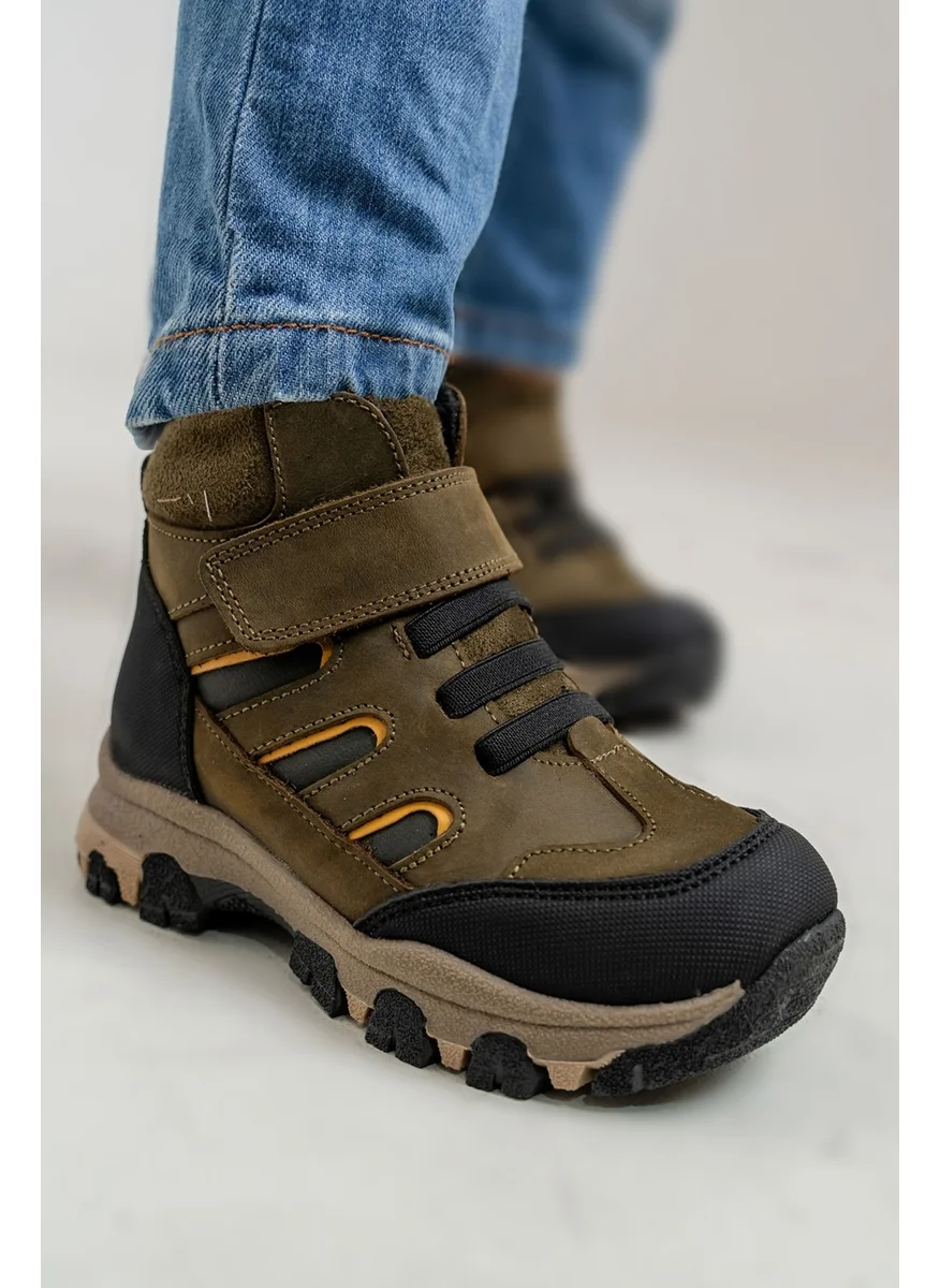 Mnpc Boy Khaki Genuine Leather Anatomical Trekking Boots