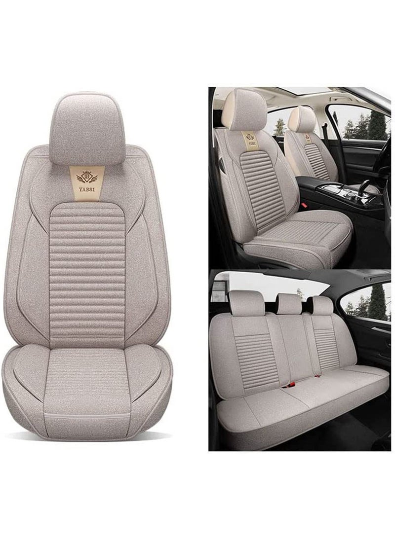 LIMOS Car Seat Covers Full Set Universal Flax Spring and Summer Automotive Vehicle Cushion(Grey) - Image 1