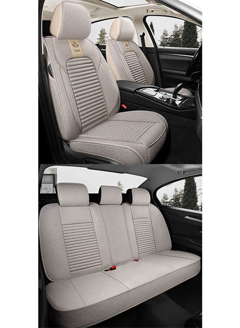 LIMOS Car Seat Covers Full Set Universal Flax Spring and Summer Automotive Vehicle Cushion(Grey) - Image 2