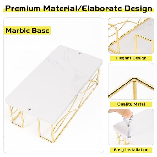 Winmien Napkin Holder with Marble Base, Guest Towel Paper Dispenser for Table, Modern Metal Napkin Stand, Ideal for All Bathroom Vanity, Kitchen Decor Accessories (Gold, 3.2 Inch) - Image 3