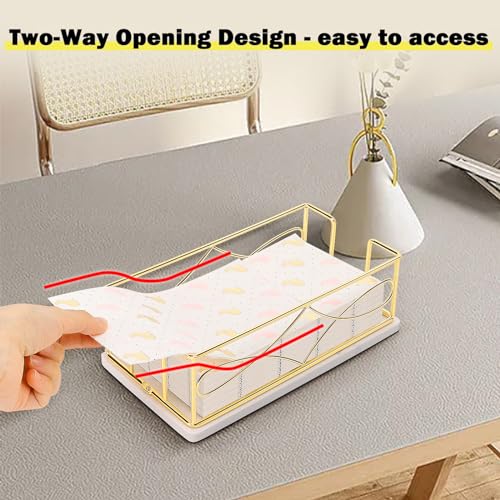 Winmien Napkin Holder with Marble Base, Guest Towel Paper Dispenser for Table, Modern Metal Napkin Stand, Ideal for All Bathroom Vanity, Kitchen Decor Accessories (Gold, 3.2 Inch) - Image 5