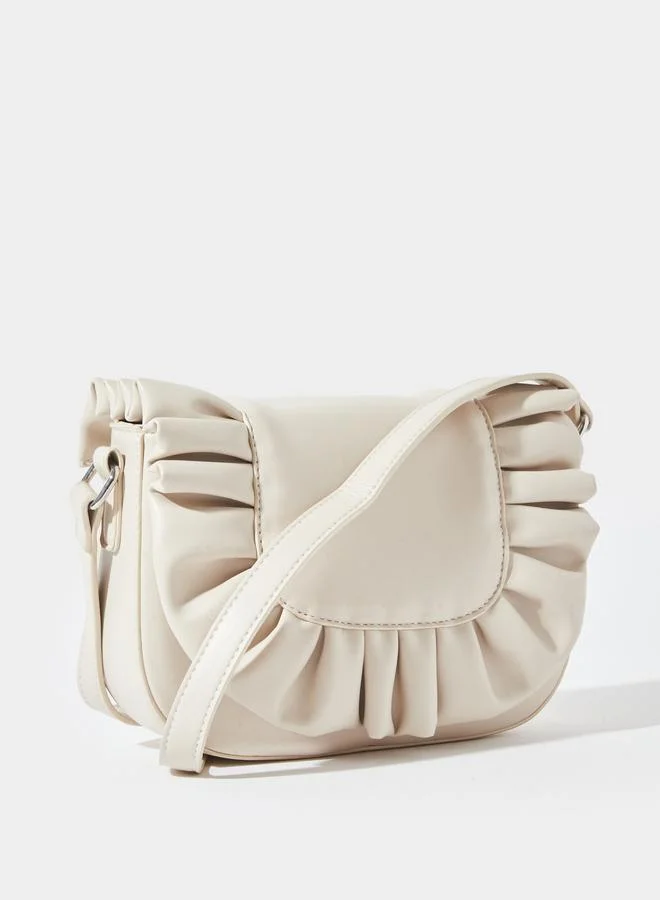 ستايلي Cream Ruched Saddle Shoulder Bag