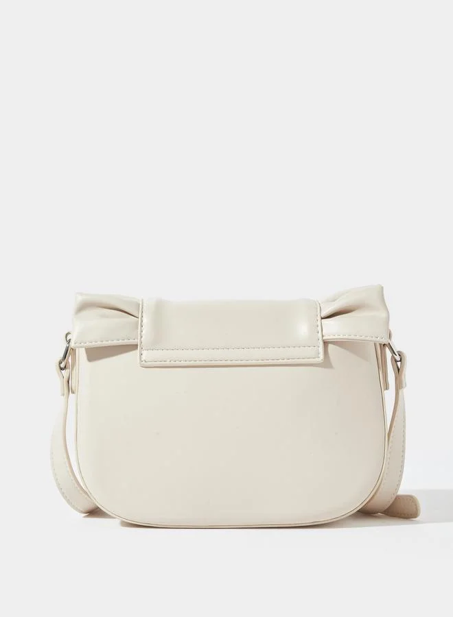 ستايلي Cream Ruched Saddle Shoulder Bag