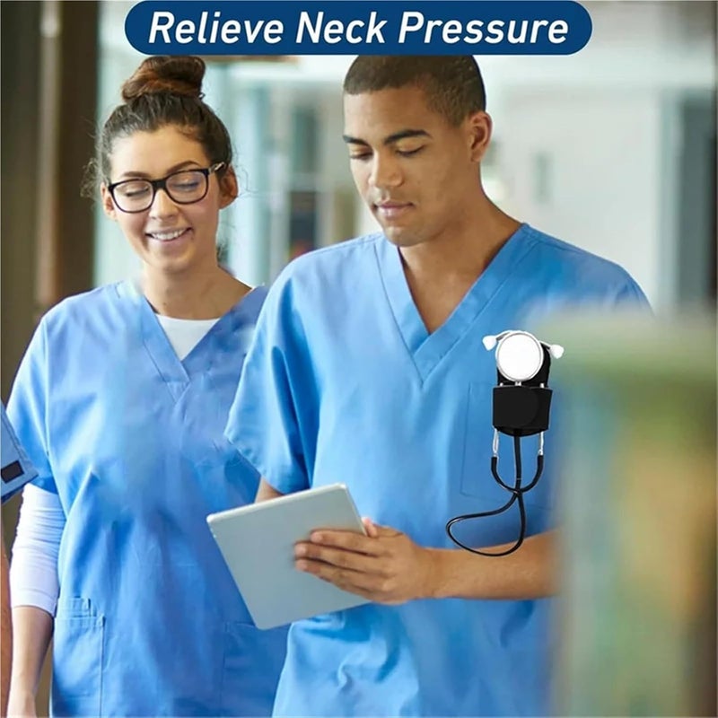 Stethoscope Clip 2pcs Stethoscope Holder Magnetic Clip for Scrubs Pu Leather Portable for Physicians Nurses Black for Physicians Nurses Doctors - Image 4