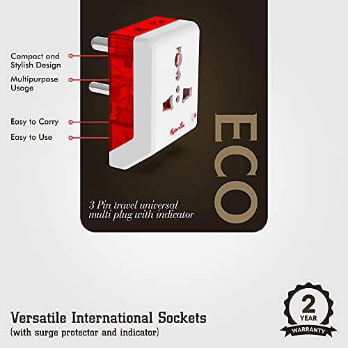 Fybros Eco 3 Pin Multi Plug Socket | Travel Socket Adaptor - Image 2