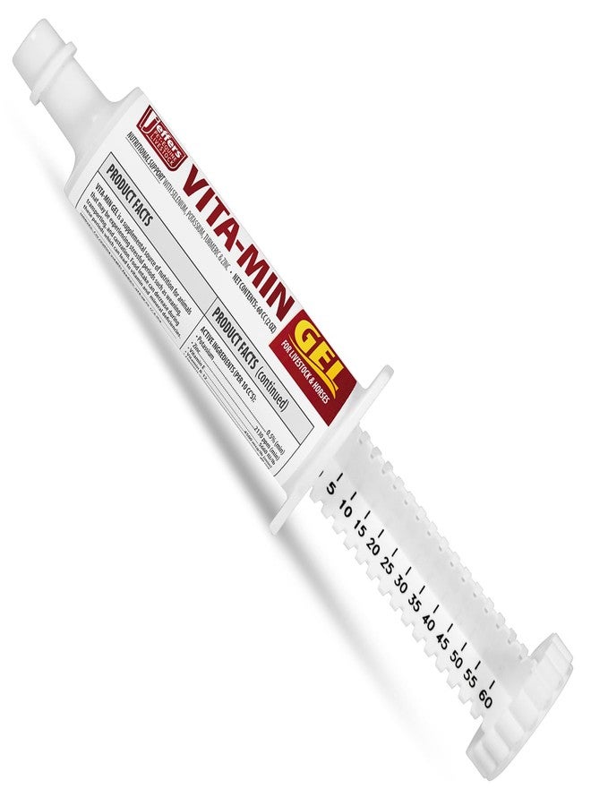 Jeffers Vita-Min Gel for Livestock & Horses - Multivitamin & Mineral Supplement with Selenium, Zinc, Potassium & Turmeric - Easy Oral Gel for Cattle, Goats, Sheep & Pig - 60 CC (2 OZ) Tube - Image 1