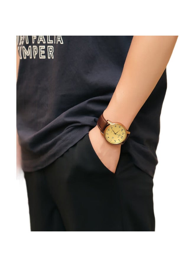 Julius Men'S Watch, Retro Fashion, Date Display, Casual Leather Strap, Quartz, Student Exam, Men'S Watch, Coffee Color, Ja-508Mc - Image 1
