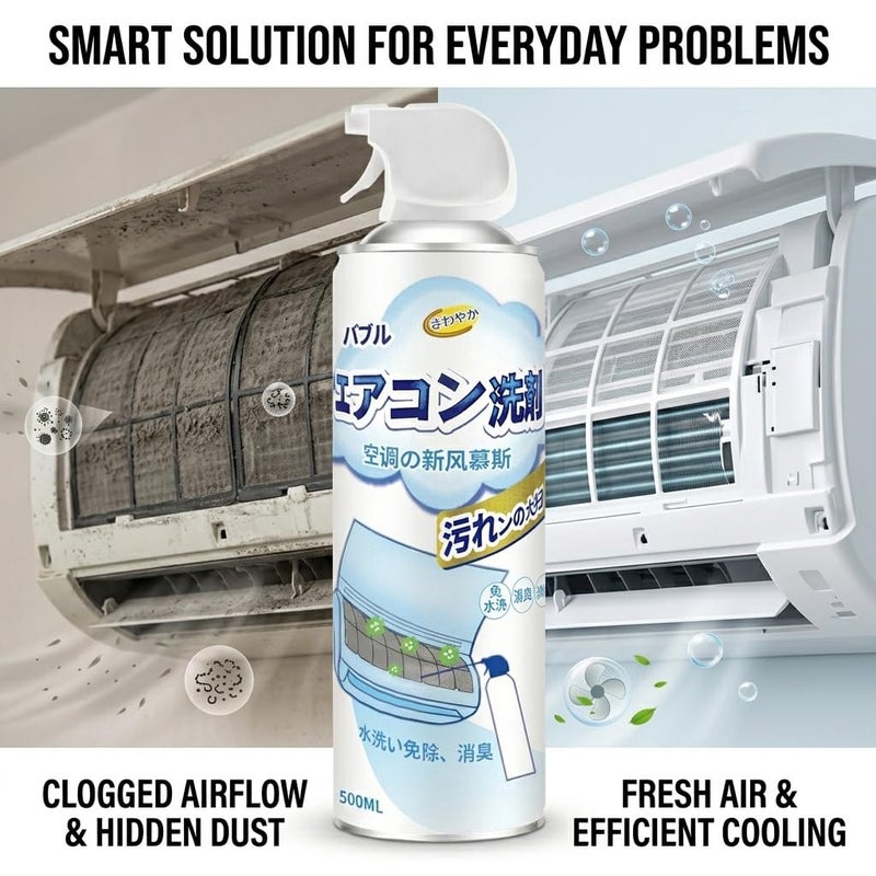 Air Conditioner Cleaning Spray Foam 500ml Deep Clean Dust Removal Odors for Home and Car Air Conditioners - Efficient Air Conditioner Cleaner Easy to Use 1 Piece - Image 5