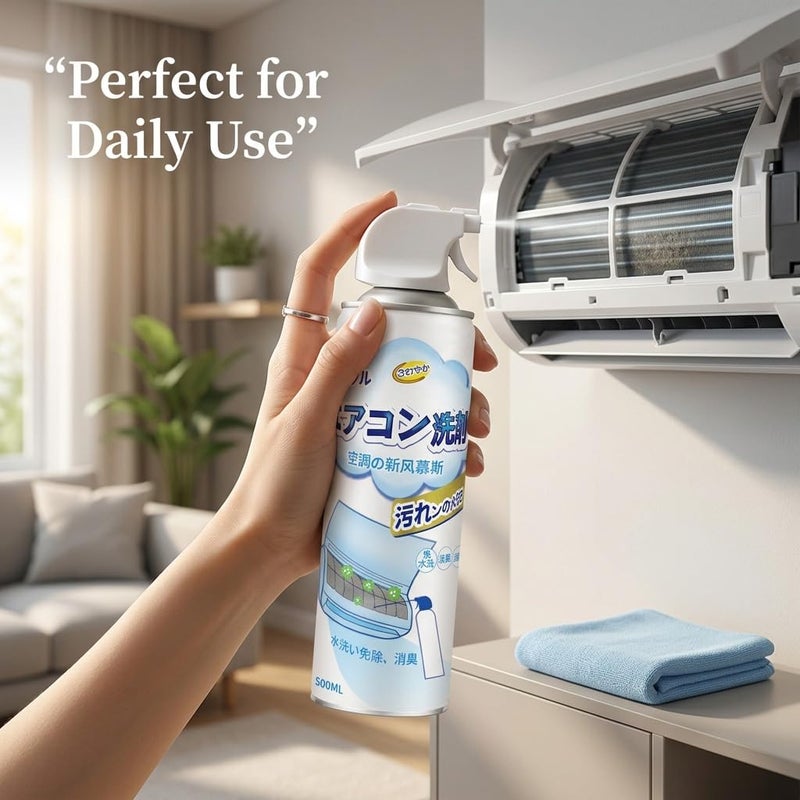 Air Conditioner Cleaning Spray Foam 500ml Deep Clean Dust Removal Odors for Home and Car Air Conditioners - Efficient Air Conditioner Cleaner Easy to Use 1 Piece - Image 2