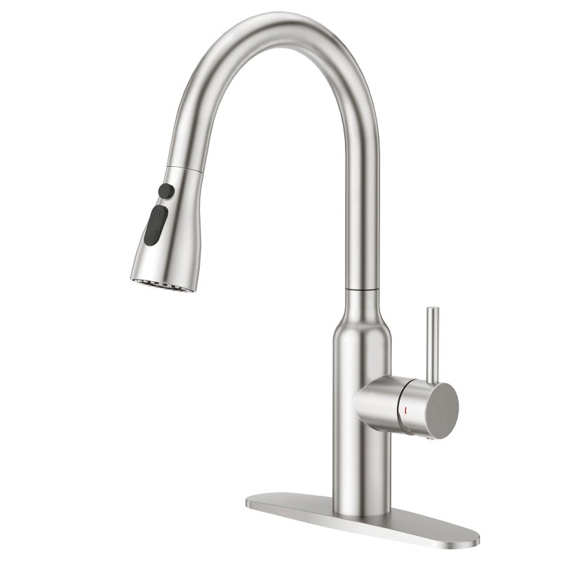 CREA Brushed Nickel Kitchen Faucets with Pull Down Sprayer Faucets for Kitchen Sink Small High Arc RV Stainless Steel Single Handle Pull Out Kitchen Sink Faucets Brushed - Image 2