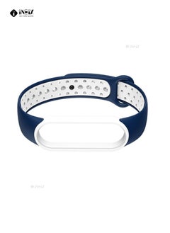 INEIX Soft Silicone Replacement Strap Nike Series For Xiaomi Mi Band 6 - Blue/White  - Image 3