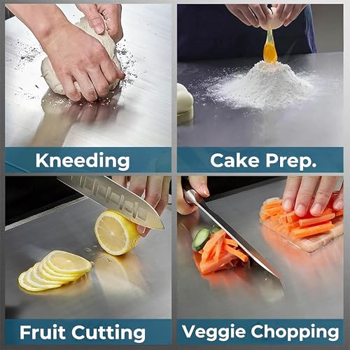 Plantex Chopping Board Stainless Steel/Vegetable Chopping Board/Chopper Board for Kitchen Use/Rust-Resistant Cutting Pad with Easy-to-Move Handle with Hygienic Surface - (31 x 20.5 x 0.1 Cm) - Image 4