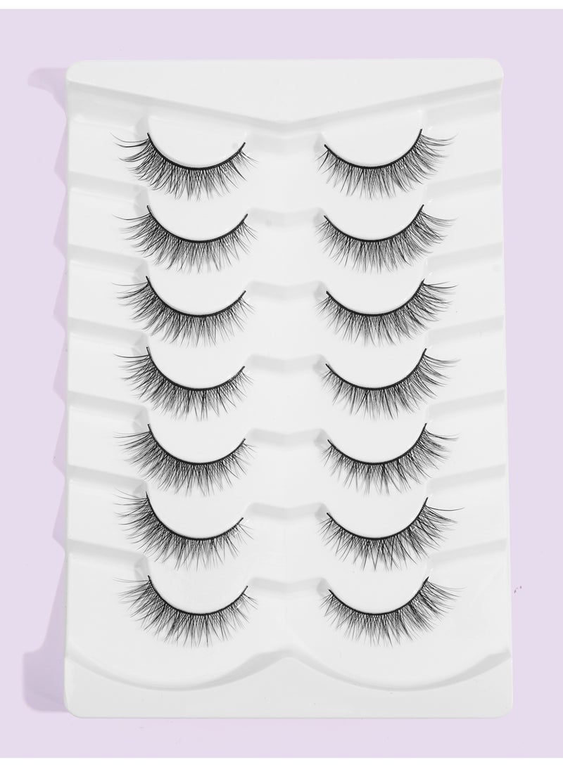 MAGEFY Lashes False Eyelashes Cat Eyes Wispy Natural Faux Mink Lashes 7 Pairs Pack Light Volume Short Fake Eye Lashes 3D Artificial Lashes Fluffy and Soft Lash Set  - Image 1